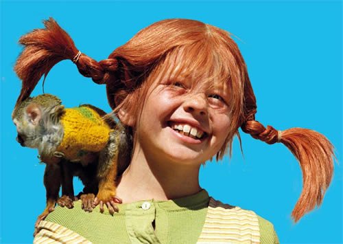 Postkarte A6 +++ PIPPI LANGSTRUMPF von modern times +++ PL PIPPI MIT HERRN NILSSON +++ KARTENKOMBINAT © Saltkråkan AB & AB Svensk Filmind von modern times