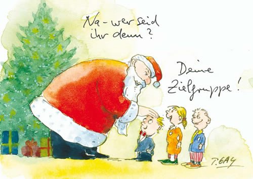 Postkarte A6 +++ WEIHNACHTEN von modern times +++ ZIELGRUPPE +++ CARTOON CONCEPT © GAYMANN, Peter von modern times