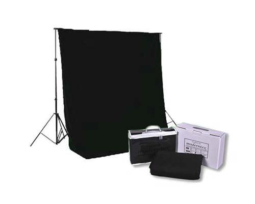 Hintergrundsystem 305 breit x 315cm hoch + Tasche + Fotohintergrund schwarz, Größe 3m x 3m von moderntex