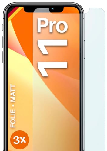 moex® FlexProtect Schutzfolie matt kompatibel mit Apple iPhone 11 Pro Folie gegen Reflexionen, Anti Reflex Displayschutz, matte Displayfolie, robust und Kratzfest – 3 Stück von moex