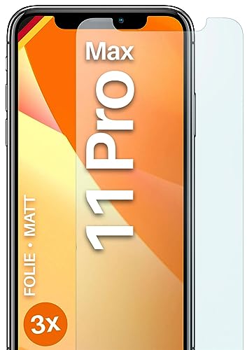 moex® FlexProtect Schutzfolie matt kompatibel mit Apple iPhone 11 Pro Max Folie gegen Reflexionen, Anti Reflex Displayschutz, matte Displayfolie, robust und Kratzfest – 3 Stück von moex