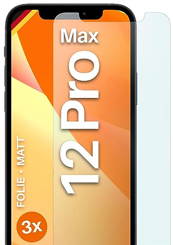 moex® FlexProtect Schutzfolie matt kompatibel mit Apple iPhone 12 Pro Max Folie gegen Reflexionen, Anti Reflex Displayschutz, matte Displayfolie, robust und Kratzfest – 3 Stück von moex
