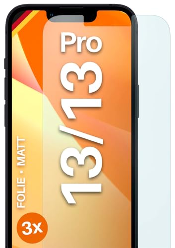 moex® FlexProtect Schutzfolie matt kompatibel mit Apple iPhone 13/13 Pro Folie gegen Reflexionen, Anti Reflex Displayschutz, matte Displayfolie, robust und Kratzfest – 3 Stück von moex