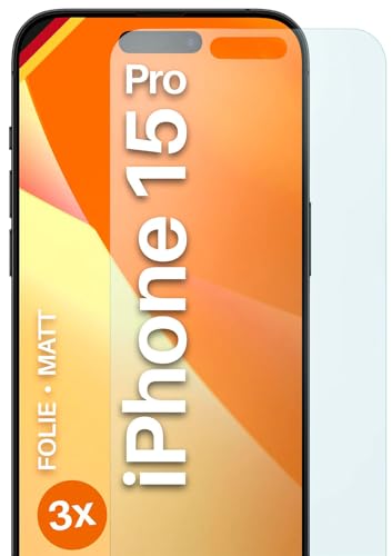 moex® FlexProtect Schutzfolie matt kompatibel mit Apple iPhone 15 Pro Folie gegen Reflexionen, Anti Reflex Displayschutz, matte Displayfolie, robust und Kratzfest – 3 Stück von moex