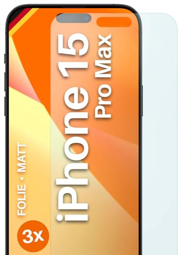 moex® FlexProtect Schutzfolie matt kompatibel mit Apple iPhone 15 Pro Max Folie gegen Reflexionen, Anti Reflex Displayschutz, matte Displayfolie, robust und Kratzfest – 3 Stück von moex