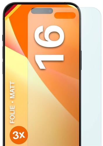 moex® FlexProtect Schutzfolie matt kompatibel mit Apple iPhone 16 Folie gegen Reflexionen, Anti Reflex Displayschutz, matte Displayfolie, robust und Kratzfest – 3 Stück von moex