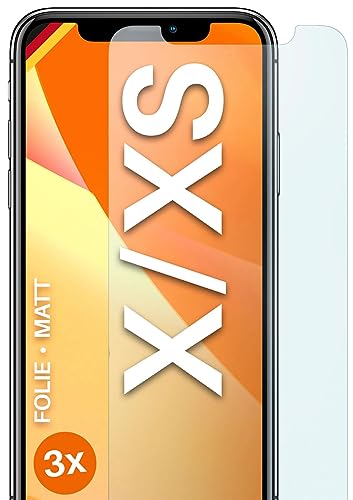 moex® FlexProtect Schutzfolie matt kompatibel mit Apple iPhone X/iPhone XS Folie gegen Reflexionen, Anti Reflex Displayschutz, matte Displayfolie, robust und Kratzfest – 3 Stück von moex