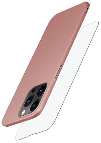 moex Alpha Case für Apple iPhone 14 Pro Hülle mit Schutzfolie, Ultra Dünne Schutzhülle, 360 Grad Stoßfest, Hardcase und Displayschutz, Minimalistische Handyhülle in Rosegold von moex