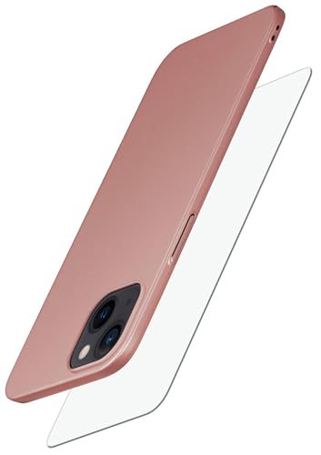 moex Alpha Case für Apple iPhone 15 Plus Hülle mit Schutzfolie, Ultra Dünne Schutzhülle, 360 Grad Stoßfest, Hardcase und Displayschutz, Minimalistische Handyhülle in Rosegold von moex