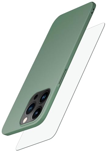 moex Alpha Case für Apple iPhone 15 Pro Hülle mit Schutzfolie, Ultra Dünne Schutzhülle, 360 Grad Stoßfest, Hardcase und Displayschutz, Minimalistische Handyhülle in Oliv von moex