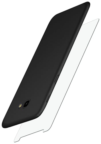 moex Alpha Case für Samsung Galaxy J4 Plus Hülle mit Schutzfolie, Ultra Dünne Schutzhülle, 360 Grad Stoßfest, Hardcase und Displayschutz, Minimalistische Handyhülle in Matt Schwarz von moex