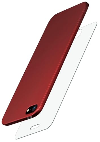 moex Alpha Case für iPhone 5s / 5 / SE (2016) Hülle mit Schutzfolie, Ultra Dünne Schutzhülle, 360 Grad Stoßfest, Hardcase und Displayschutz, Minimalistische Handyhülle in Matt Rot von moex