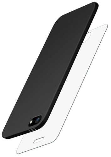 moex Alpha Case für iPhone 5s / 5 / SE (2016) Hülle mit Schutzfolie, Ultra Dünne Schutzhülle, 360 Grad Stoßfest, Hardcase und Displayschutz, Minimalistische Handyhülle in Matt Schwarz von moex