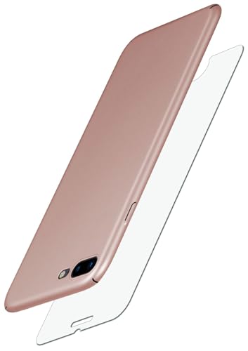 moex Alpha Case für iPhone 7 Plus/iPhone 8 Plus Hülle mit Schutzfolie, Ultra Dünne Schutzhülle, 360 Grad Stoßfest, Hardcase und Displayschutz, Minimalistische Handyhülle in Rosegold von moex