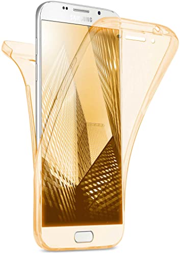moex Double Case für Samsung Galaxy A5 (2016) Hülle Silikon Transparent, 360 Grad Full Body Rundum-Schutz, Komplett Schutzhülle beidseitig, Handyhülle vorne und hinten - Gold von moex