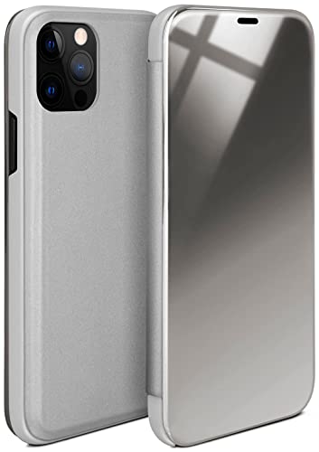 moex Dünne 360° Handyhülle passend für Apple iPhone 12 Pro Max | Transparent bei eingeschaltetem Display - in Hochglanz Klavierlack Optik, Silber von moex