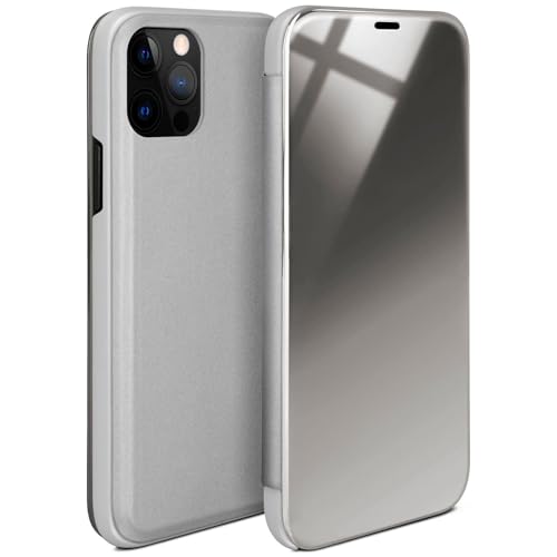 moex Dünne 360° Handyhülle passend für Apple iPhone 12 Pro Max | Transparent bei eingeschaltetem Display - in Hochglanz Klavierlack Optik, Silber von moex