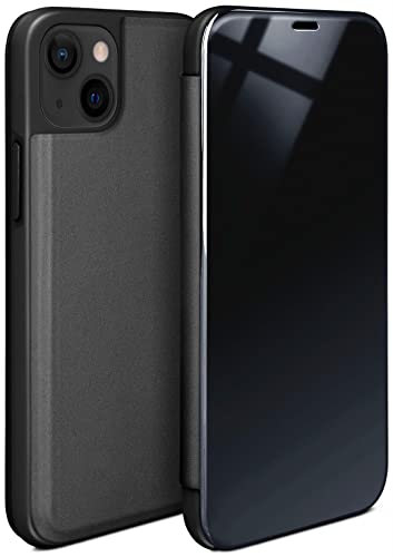 moex Dünne 360° Handyhülle passend für Apple iPhone 13 Mini | Transparent bei eingeschaltetem Display - in Hochglanz Klavierlack Optik, Anthrazit von moex