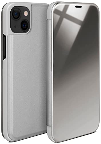 moex Dünne 360° Handyhülle passend für Apple iPhone 13 Mini | Transparent bei eingeschaltetem Display - in Hochglanz Klavierlack Optik, Silber von moex