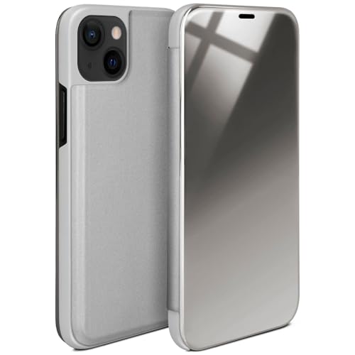 moex Dünne 360° Handyhülle passend für Apple iPhone 13 Mini | Transparent bei eingeschaltetem Display - in Hochglanz Klavierlack Optik, Silber von moex