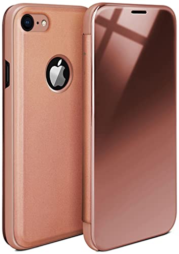 moex Dünne 360° Handyhülle passend für Apple iPhone 7 / iPhone 8 | Transparent bei eingeschaltetem Display - in Hochglanz Klavierlack Optik, Rose-Gold von moex