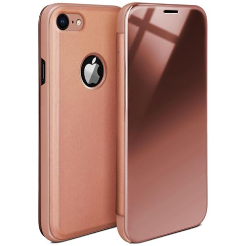 moex Dünne 360° Handyhülle passend für Apple iPhone 7 / iPhone 8 | Transparent bei eingeschaltetem Display - in Hochglanz Klavierlack Optik, Rose-Gold von moex