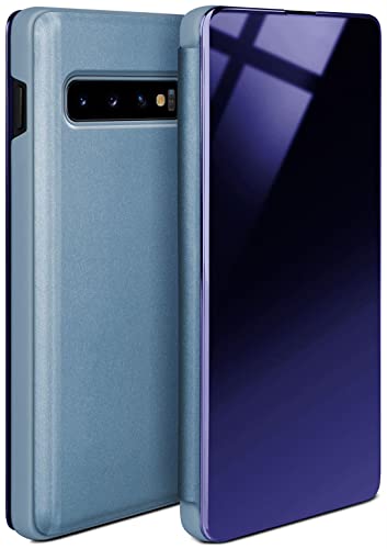 moex Dünne 360° Handyhülle passend für Samsung Galaxy S10 | Transparent bei eingeschaltetem Display - in Hochglanz Klavierlack Optik, Türkis von moex