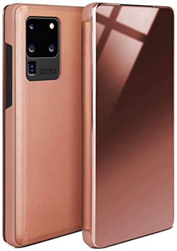 moex Dünne 360° Handyhülle passend für Samsung Galaxy S20 Ultra / 5G | Transparent bei eingeschaltetem Display - in Hochglanz Klavierlack Optik, Rose-Gold von moex