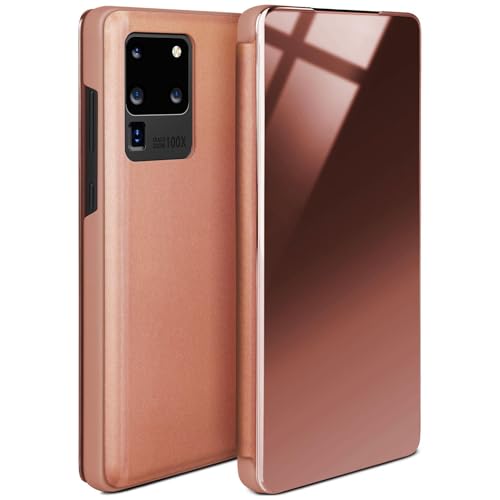 moex Void Case für Samsung Galaxy S20 Ultra / 5G Hülle in Hochglanz Optik, Clear View Cover Spiegelhülle, Flip Case 360 Grad Schutzhülle mit Spiegel, Rundumschutz Handyhülle, Rose-Gold von moex