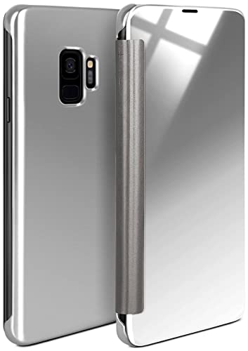 moex Dünne 360° Handyhülle passend für Samsung Galaxy S9 | Transparent bei eingeschaltetem Display - in Hochglanz Klavierlack Optik, Silber von moex