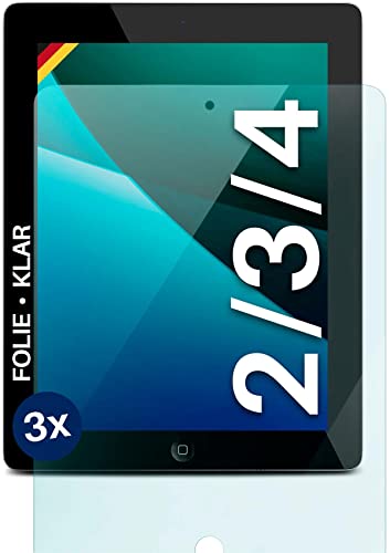moex FlexProtect Schutzfolie kompatibel mit Apple iPad 2/3/4 Displayschutz nur 0.2 mm dünn, Folie für das Display, HD Ultra klar und extra kratzfest - 3 Stück von moex