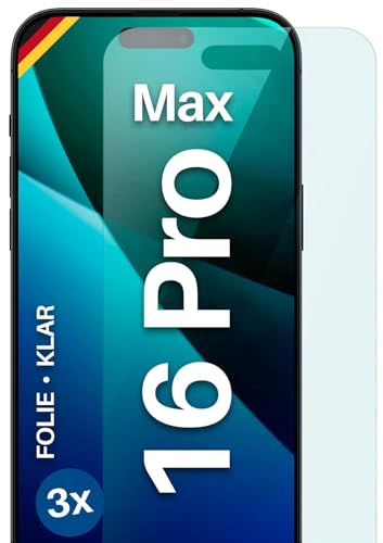 moex FlexProtect Schutzfolie kompatibel mit Apple iPhone 16 Pro Max Displayschutz nur 0.2 mm dünn, Folie für das Display, HD Ultra klar und extra Kratzfest - 3 Stück moex FlexProtect Schutzfolie kompatibel mit Apple iPhone 16 Pro Max Displayschutz nur 0.2 mm dünn, Folie für das Display, HD Ultra klar und extra Kratzfest - 3 Stück von moex