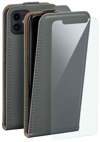 moex Flip Case für Apple iPhone 11 Hülle, PU Lederhülle, Klapphülle, Handytasche, Schutzhülle mit Schutzfolie, Handyhülle klappbar, 360 Grad Rundum-Schutz - Grau von moex