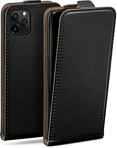 moex Flip Case für iPhone 11 Pro Hülle klappbar, 360 Grad Rundum Komplett-Schutz, Klapphülle aus Vegan Leder, Handytasche mit vertikaler Klappe, magnetisch - Schwarz von moex