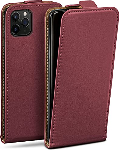 moex Flip Case für iPhone 11 Pro Hülle klappbar, 360 Grad Rundum Komplett-Schutz, Klapphülle aus Vegan Leder, Handytasche mit vertikaler Klappe, magnetisch - Weinrot von moex