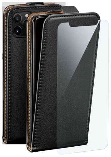moex Flip Case für Apple iPhone 11 Pro Max Hülle, PU Lederhülle, Klapphülle, Handytasche, Schutzhülle mit Schutzfolie, Handyhülle klappbar, 360 Grad Rundum-Schutz - Schwarz von moex