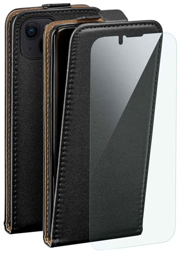 moex Flip Case für Apple iPhone 13 Hülle, PU Lederhülle, Klapphülle, Handytasche, Schutzhülle mit Schutzfolie, Handyhülle klappbar, 360 Grad Rundum-Schutz - Schwarz von moex