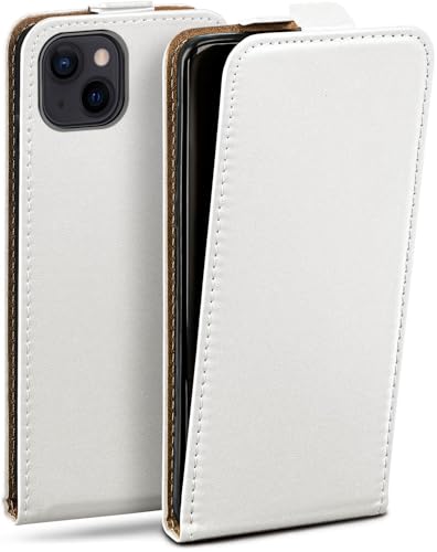 moex Flip Case für iPhone 13 Hülle klappbar, 360 Grad Rundum Komplett-Schutz, Klapphülle aus Vegan Leder, Handytasche mit vertikaler Klappe, magnetisch - Weiß von moex