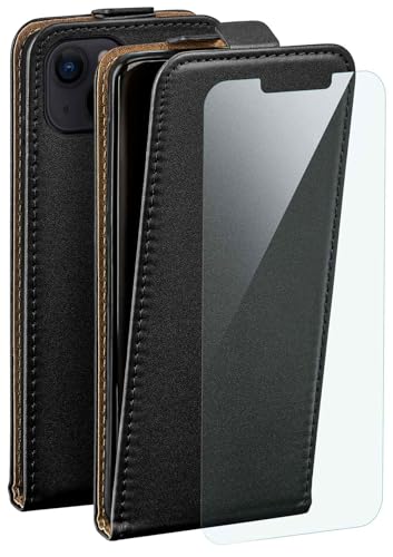 moex Flip Case für Apple iPhone 14 Plus Hülle, PU Lederhülle, Klapphülle, Handytasche, Schutzhülle mit Schutzfolie, Handyhülle klappbar, 360 Grad Rundum-Schutz - Schwarz von moex