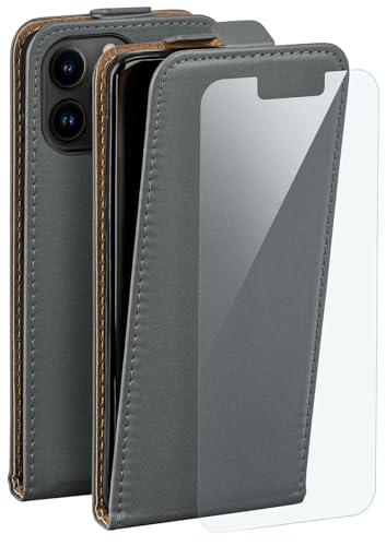 moex Flip Case für Apple iPhone 14 Pro Max Hülle, PU Lederhülle, Klapphülle, Handytasche, Schutzhülle mit Schutzfolie, Handyhülle klappbar, 360 Grad Rundum-Schutz - Grau von moex