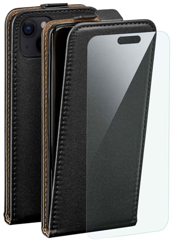 moex Flip Case für Apple iPhone 15 Hülle, PU Lederhülle, Klapphülle, Handytasche, Schutzhülle mit Schutzfolie, Handyhülle klappbar, 360 Grad Rundum-Schutz - Schwarz von moex