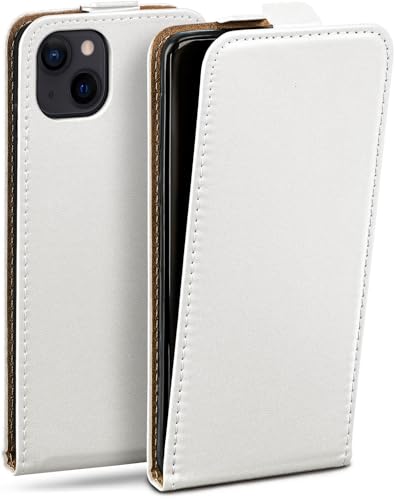 moex Flip Case für Apple iPhone 15 Plus Hülle klappbar, 360 Grad Rundum Komplett-Schutz, Klapphülle aus Vegan Leder, Handytasche mit vertikaler Klappe, magnetisch - Weiß von moex