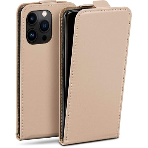 moex Flip Case für iPhone 16 Pro Hülle klappbar mit 360 Grad Schutz, Handyhülle mit Displayschutz, PU Leder Handytasche Lederhülle, Flip Case Cover Klapphülle, Taupe von moex