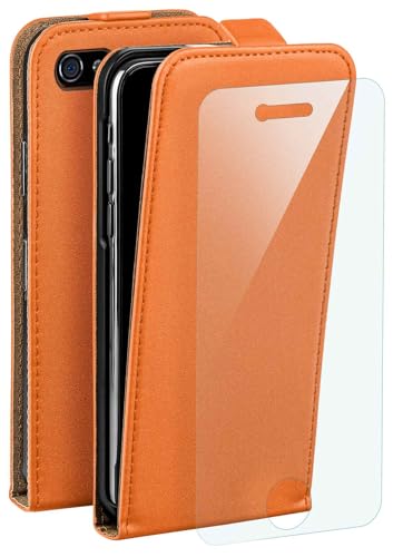 moex Flip Case für Apple iPhone 4S / iPhone 4 Hülle, PU Lederhülle, Klapphülle, Handytasche, Schutzhülle mit Schutzfolie, Handyhülle klappbar, 360 Grad Rundum-Schutz - Orange von moex