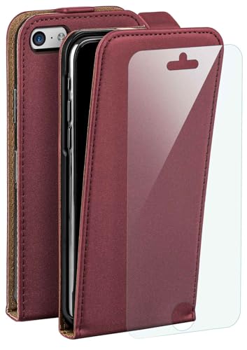 moex Flip Case für Apple iPhone 5c Hülle, PU Lederhülle, Klapphülle, Handytasche, Schutzhülle mit Schutzfolie, Handyhülle klappbar, 360 Grad Rundum-Schutz - Weinrot von moex
