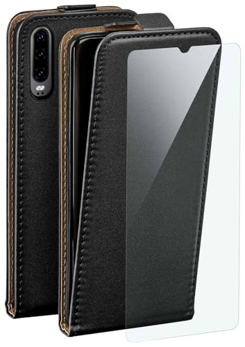 moex Flip Case für Huawei P30 Hülle, PU Lederhülle, Klapphülle, Handytasche, Schutzhülle mit Schutzfolie, Handyhülle klappbar, 360 Grad Rundum-Schutz - Schwarz von moex