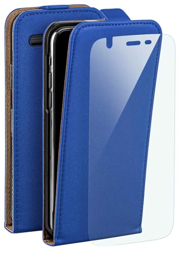 moex Flip Case für Motorola Moto G Hülle, PU Lederhülle, Klapphülle, Handytasche, Schutzhülle mit Schutzfolie, Handyhülle klappbar, 360 Grad Rundum-Schutz - Dunkelblau von moex