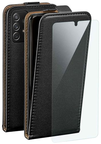 moex Flip Case für Samsung Galaxy A72 / A72 5G Hülle, PU Lederhülle, Klapphülle, Handytasche, Schutzhülle mit Schutzfolie, Handyhülle klappbar, 360 Grad Rundum-Schutz - Schwarz von moex