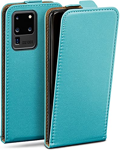 moex Flip Case für Samsung Galaxy S20 Ultra / 5G Hülle klappbar, 360 Grad Rundum Komplett-Schutz, Klapphülle aus Vegan Leder, Handytasche mit vertikaler Klappe, magnetisch - Türkis von moex