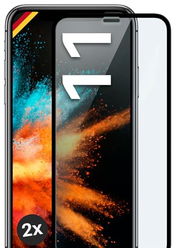 moex Full Screen Schutzglas kompatibel mit Apple iPhone 11 - Schutzfolie randlos, ganzer Bildschirm, Curved 3D Schutzglas Folie, Clear 2x Schwarz von moex